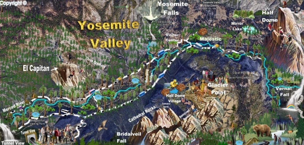 map-things-to-do-in-Yosemite-valley-national-park